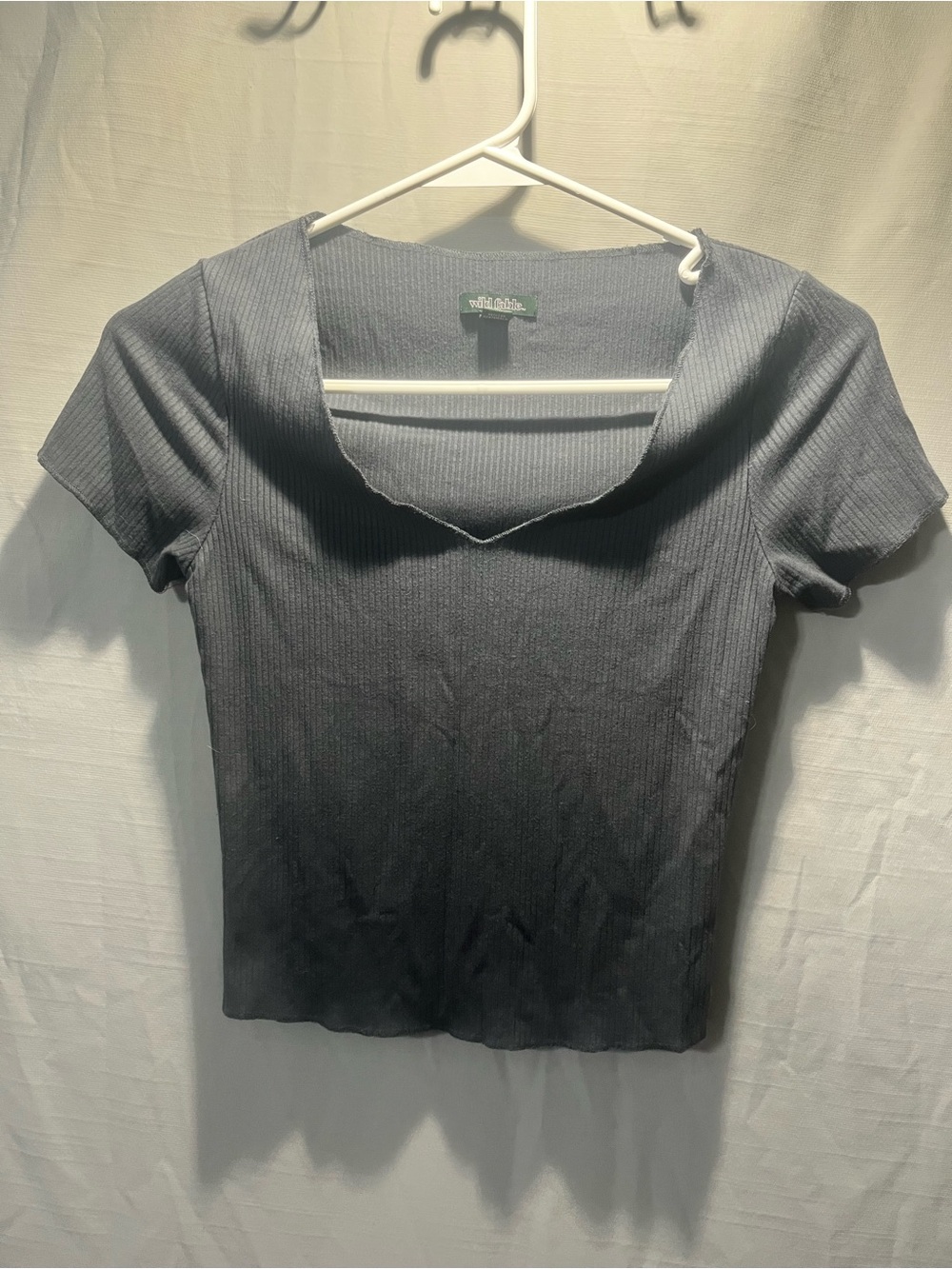wild fable Ribbed Scoop Neck Short Sleeve Top - Charcoal